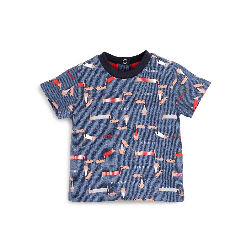 Boys Blue Printed Short Sleeve T-Shirt image number 0